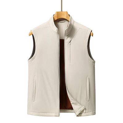 式轻奢休闲马甲闲桑蚕丝-BB夹棉加厚立中领背男心年商务休坎肩外