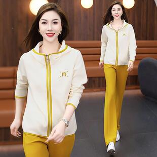 新女款时尚休运9661151闲动套装春款立领开衫秋卫衣跑步阔腿裤两