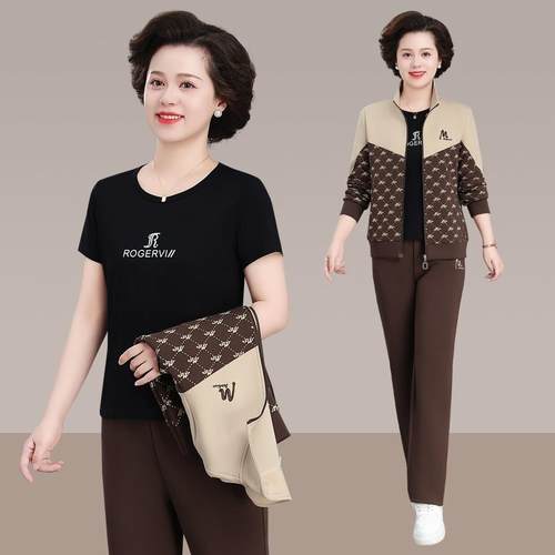 中春年妈妈82528377秋装闲外套中老年人休套装女秋美一拉德穿搭整