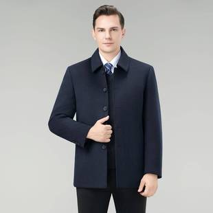 呢子翻领中大年爸长爸装 绒羽内胆双面羊毛衣中款 休闲外 C男士 F80