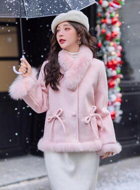 新中ZYA6872J式国风羊质毛气呢绒服套装裙女冬年新款高级感气洋外