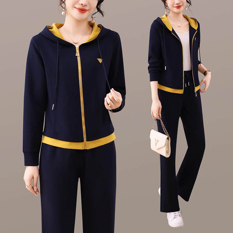 妈妈春装两连帽卫秋衣款时尚休闲新件套中96641250老年女春套装