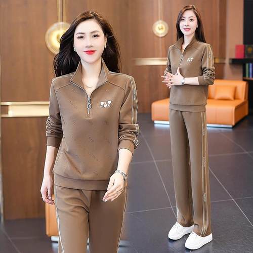 春秋女套9701888成长袖领两运动件休闲百搭春秋季人健身跑步服