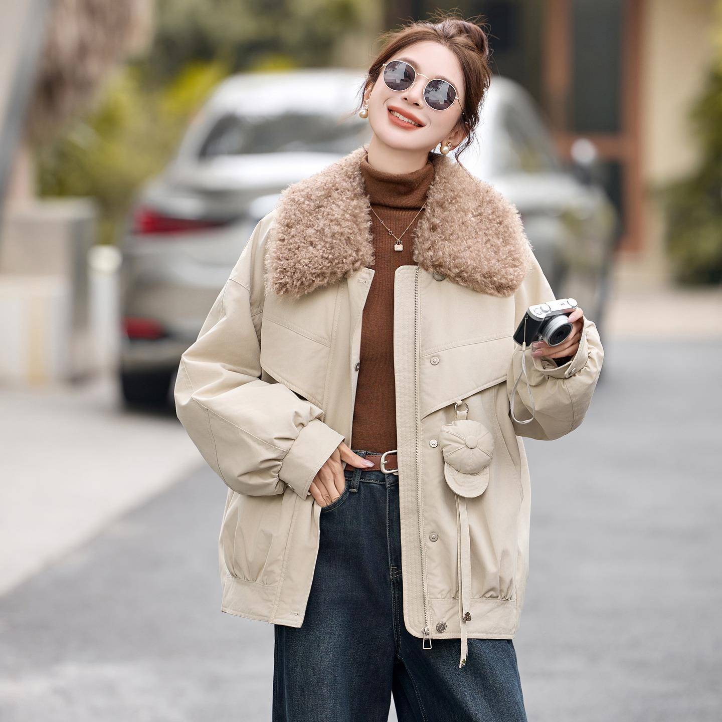 派克服羽绒CY8176-1毛服2025冬装新大领可大脱卸款时尚保暖衣外套