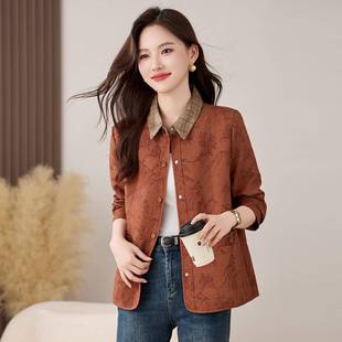 0闲长袖 2025秋新款 衣翻时领尚洋气减龄搭宽松显瘦百印花休JX2561