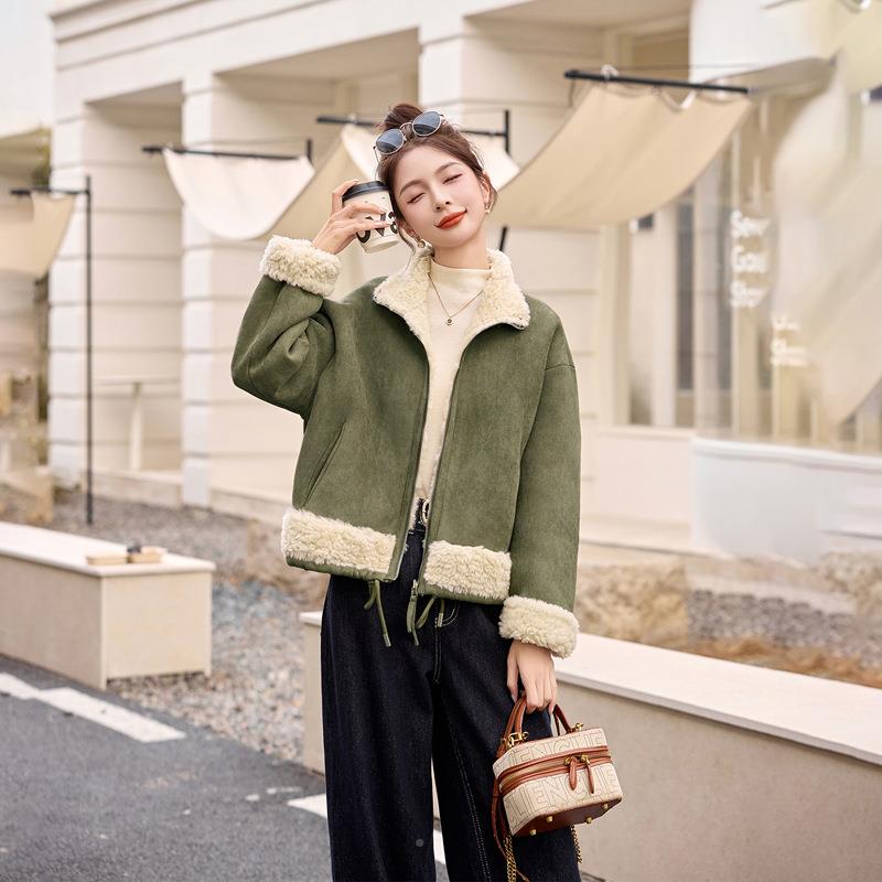 2025冬新0款加季厚保暖高级外套翻领宽松百搭皮毛一WN1062-1体上