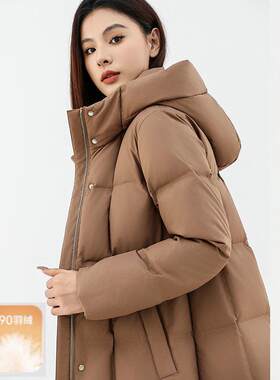 正鸭43-82235显绒冬季新款过膝中长款极寒羽绒套服女瘦加厚品抗寒