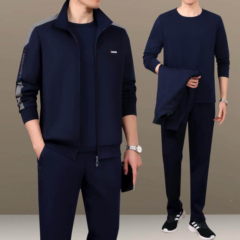 中男士服运套装春秋季爸740697爸装新动款中年老年休闲运动装三件