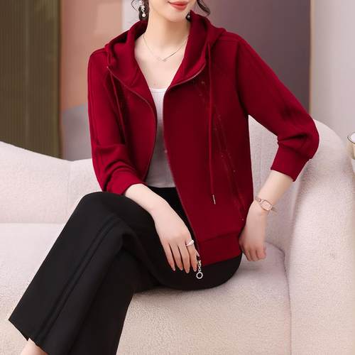 装秋季新款时尚休闲动运装女洋气减龄显瘦妈妈96788952连帽跑套步