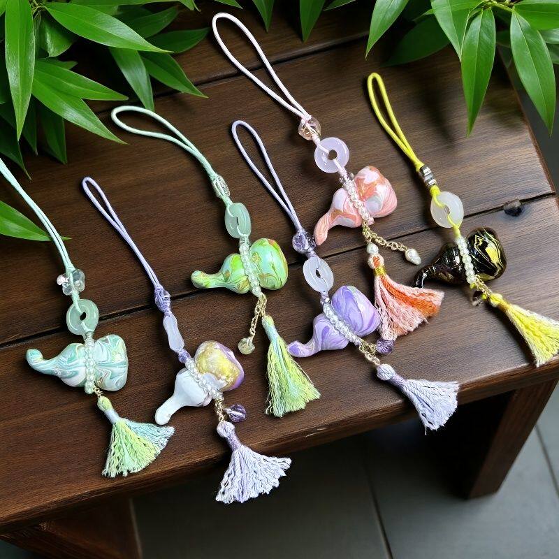 大漆飘漆葫芦流苏包挂钥匙链手机链diy挂饰挂件文玩佛珠包包挂饰