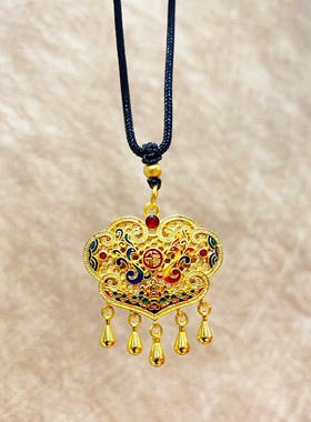 龙凤呈祥吉祥镂空福锁挂坠