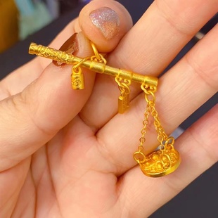 古法沙金称心如意万两称吊坠手链项链挂坠配饰diy手工饰品挂件