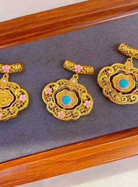 花开福临diy项链挂坠宋韵沙金