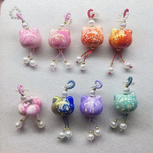 大漆无脸猫南瓜吊坠手作DIY