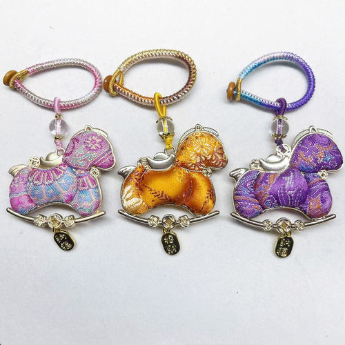 新年宋锦双面小马包挂件马上有钱