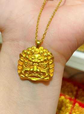 沙金瑞兽吊坠舞狮醒狮项链毛衣链挂坠镀金配饰diy手工饰品挂件