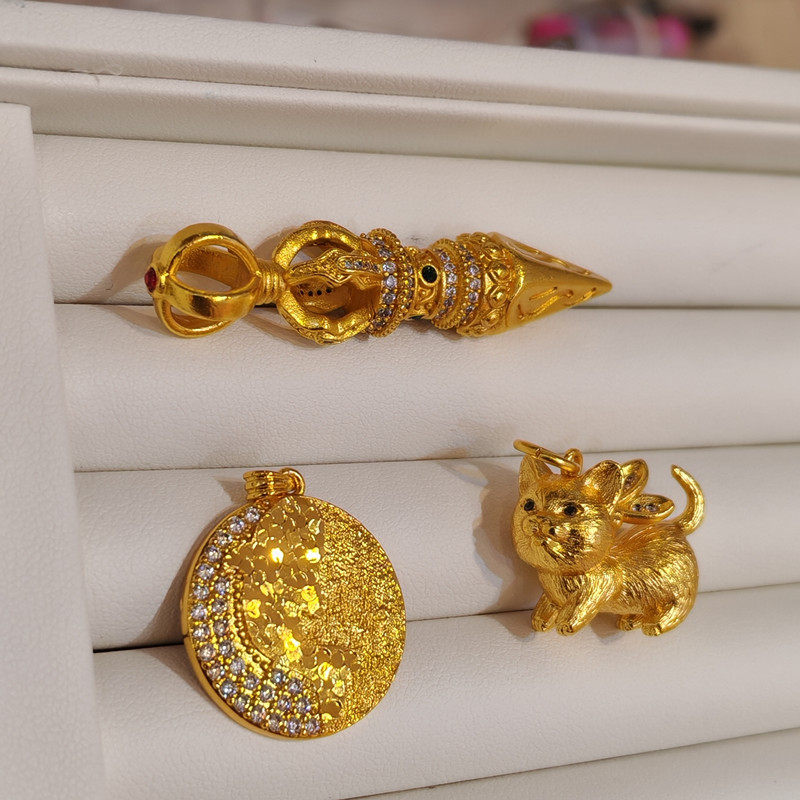 微镶金刚杵碎冰冰海豚兔耳朵小猫咪吊坠项链挂坠diy饰品挂件