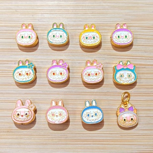沙金卡通可爱拉布布转运珠吊坠手链项链隔珠配珠diy手工饰品配件