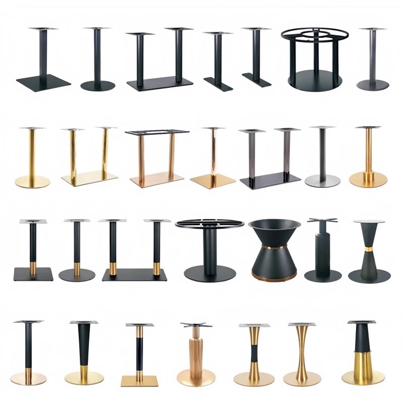 餐厅桌脚铁艺吧台脚铸铁脚支架镀金底盘桌腿茶几底座不锈钢餐台脚