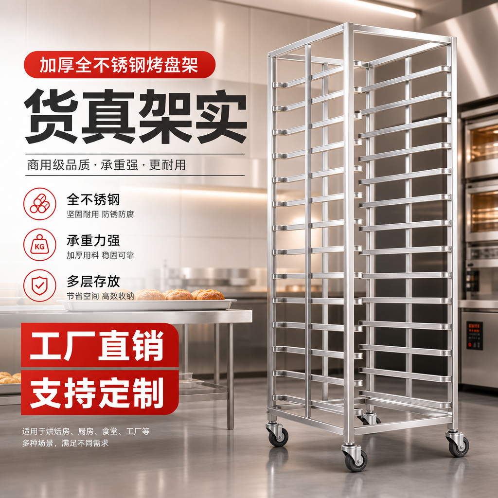 不锈钢烤盘架子多层饼盘凉网冷却置物周转车商用烘焙烤箱托盘车架