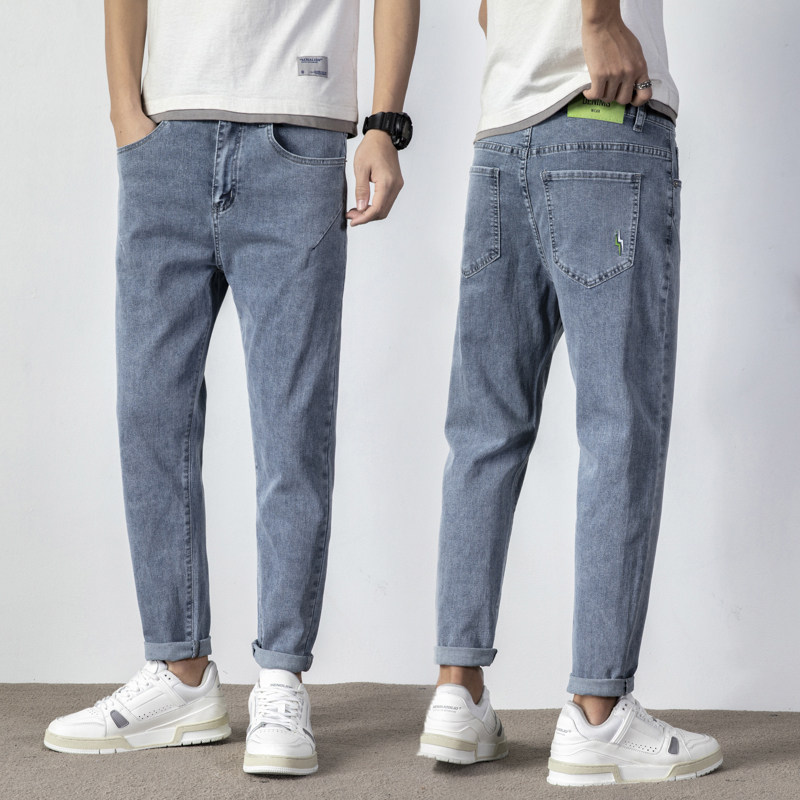 牛仔裤男士夏季薄款潮牌2025新款宽松直筒哈伦九分休闲男装长裤子
