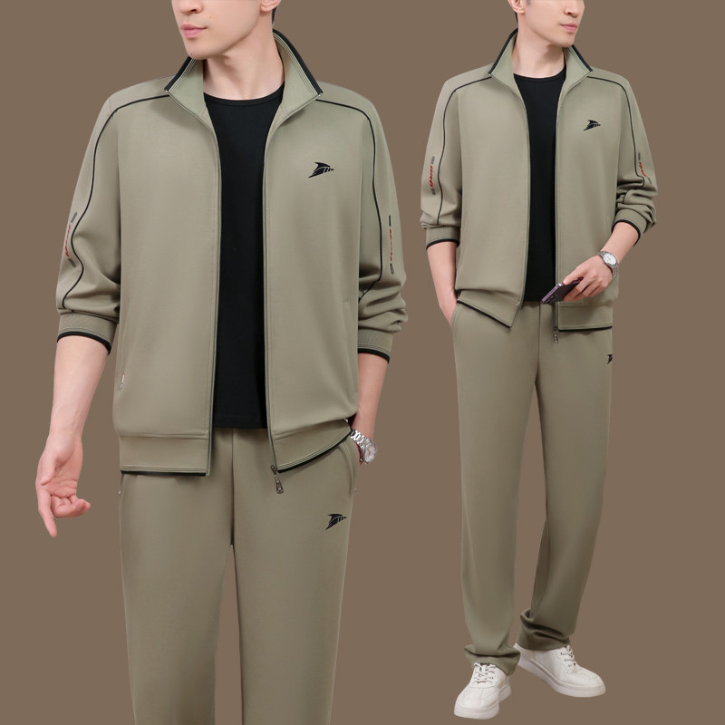 新款中老年运动套装男士春秋季宽松爸爸秋款休闲运动服套装三件套
