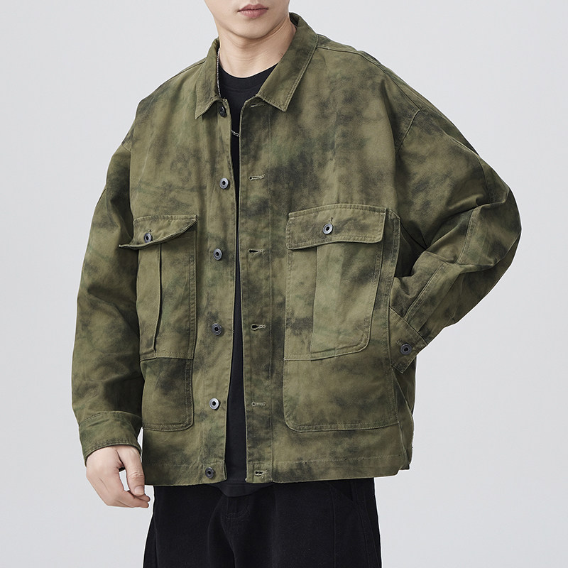 日系工装复古多口袋重磅外套2025新款翻领夹克衬衫休闲宽松上衣男
