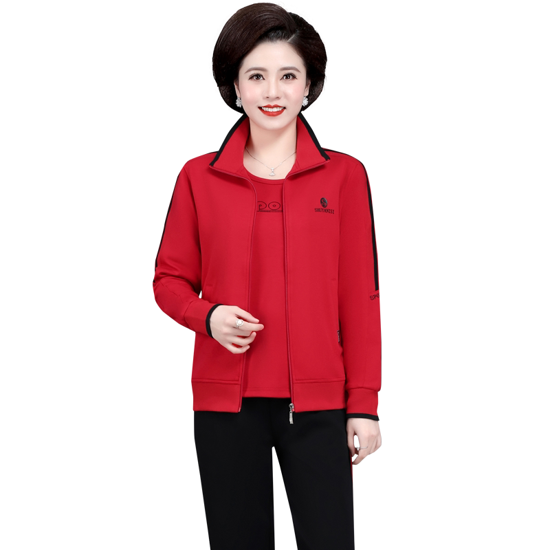 妈妈休闲运动服套装中年春装外套