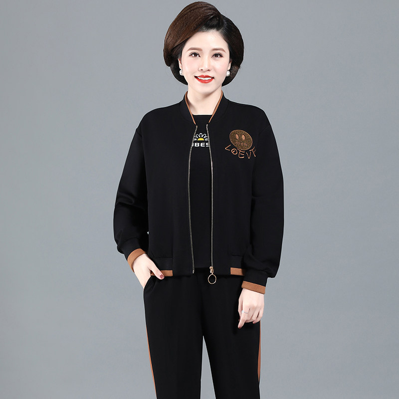 运动外套女春秋薄款开衫卫衣2023年新款春装休闲短款中年妈妈上衣