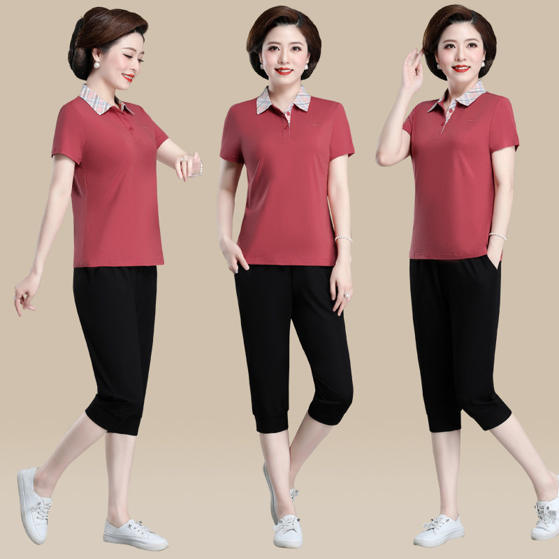 高级感短袖T恤夏季休闲显瘦polo衫气质女士上衣妈妈2025春季新款