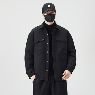 轻薄款羽绒服男士秋冬季2024新款潮流翻领夹克男款工装冬装外套男