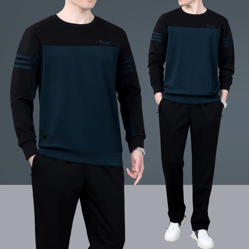 爸爸装运动套装男士春秋季中老年人圆领宽松卫衣休闲运动服两件套
