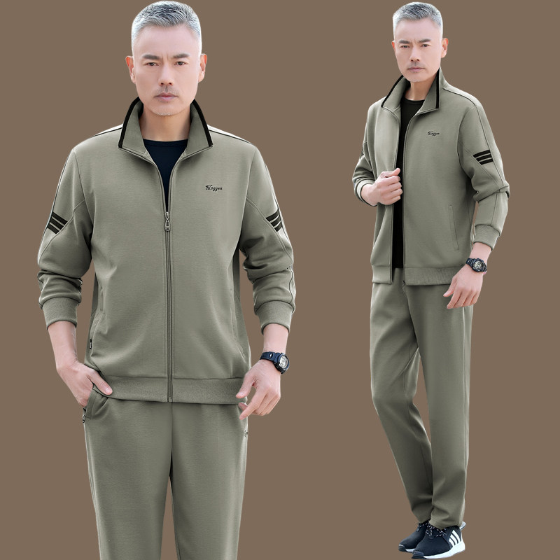 新款中老年运动套装男春秋冬季中年人爸爸装休闲运动服男士三件套