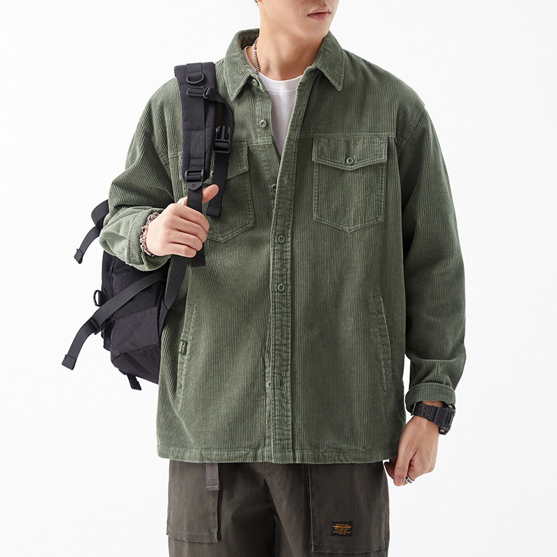 灯芯绒衬衫外套时尚百搭男士春秋季宽松长袖2025新款休闲夹克衬衣