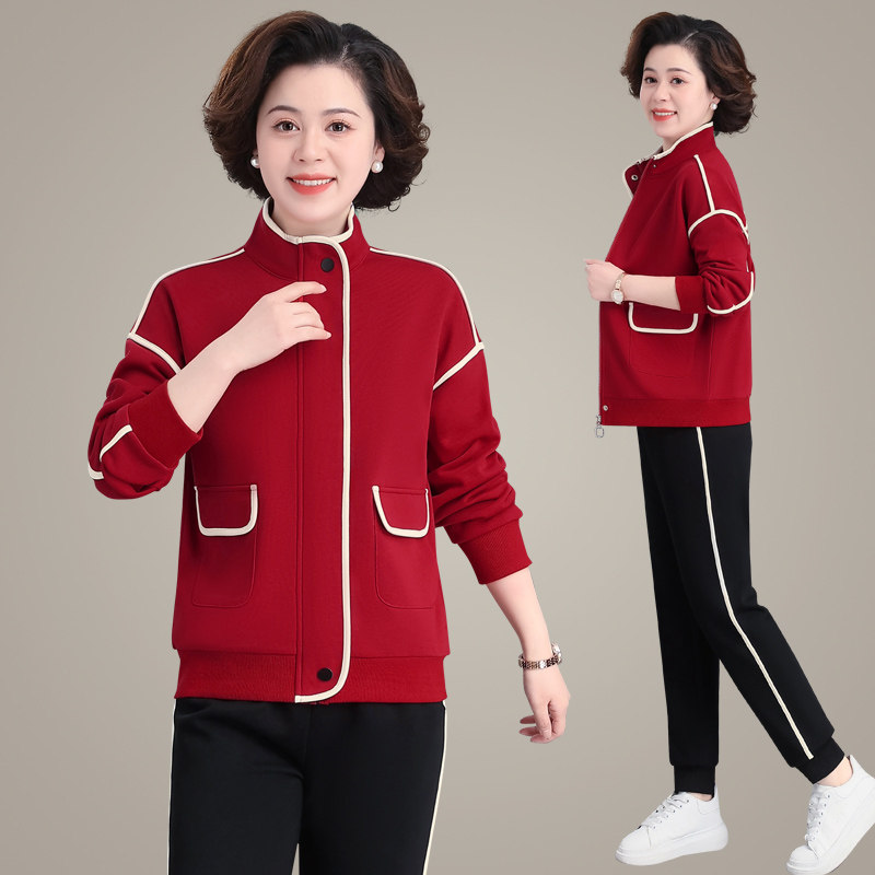 春装外套气质大码中老年运动服套装女春秋季洋气卫衣新款