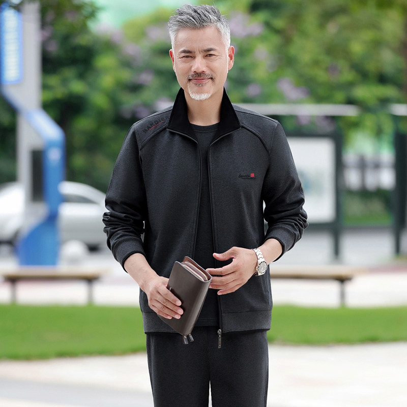 中老年爸爸运动套装男士春秋二件套2023新款休闲服父亲装春装