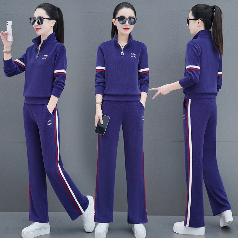 休闲卫衣运动套装女春秋2023新款时尚洋气小个子阔腿裤两件套
