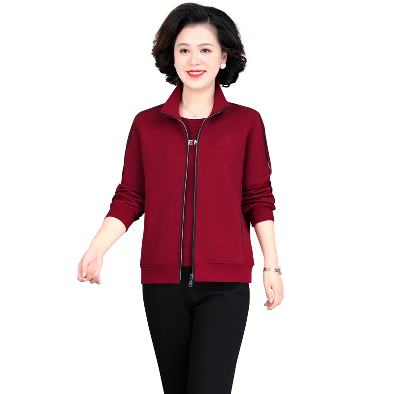 妈妈春装运动服套装洋气中老年女春秋装外套大码中年妇女老人衣服