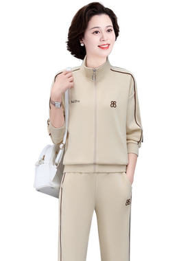 运动服套装女洋气中年春秋休外套