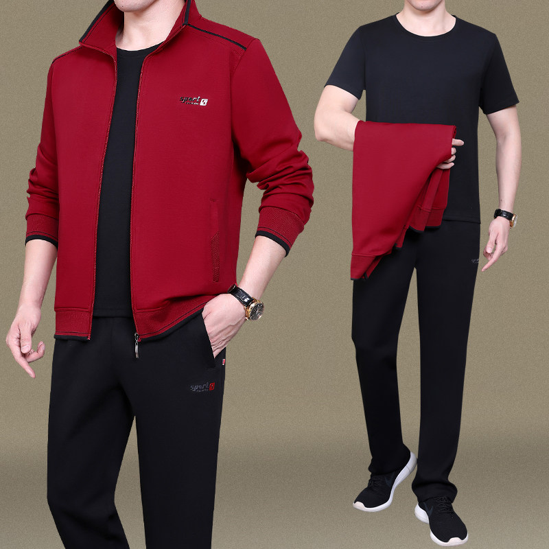 新款休闲运动服套装男春秋三件套