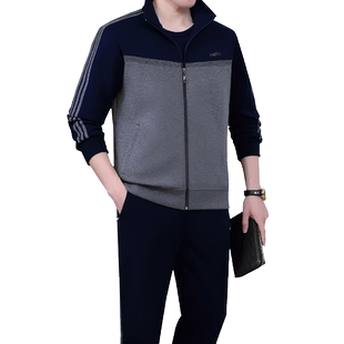 男士大码运动套装男春秋三件套中老年运动服男爸爸跑步休闲套装冬