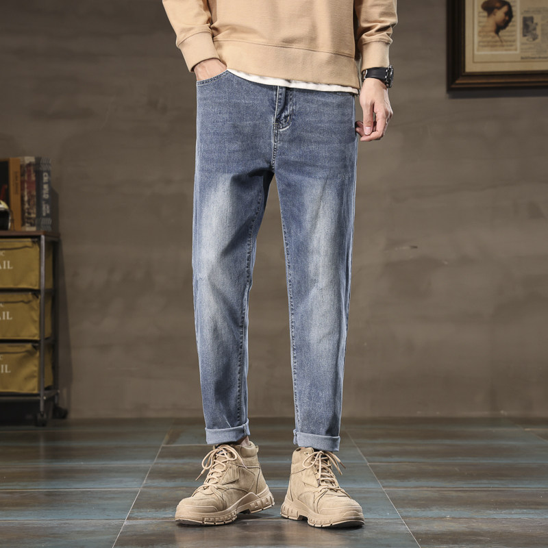 九分牛仔裤男士春秋款直筒宽松潮牌弹力春季新款2025休闲裤子男款