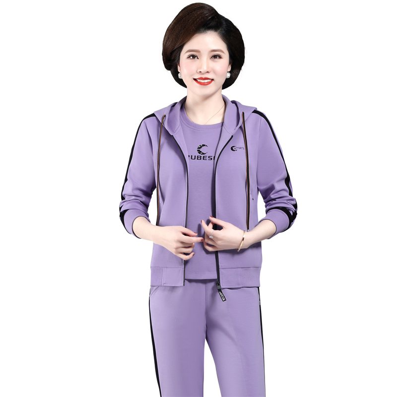 中年妈妈春装长袖卫衣外套女春秋