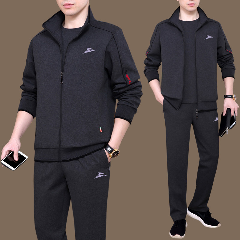 高端中老年男装运动套装男士春秋季2025新款爸爸休闲服套装三件套