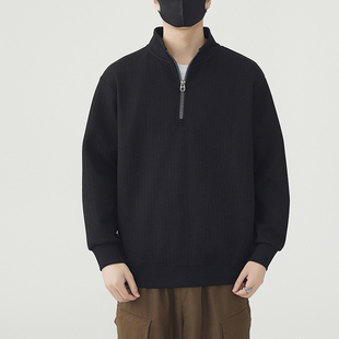 半拉链立领卫衣男款春秋季2025新款潮男生长袖打底衫男士春装上衣