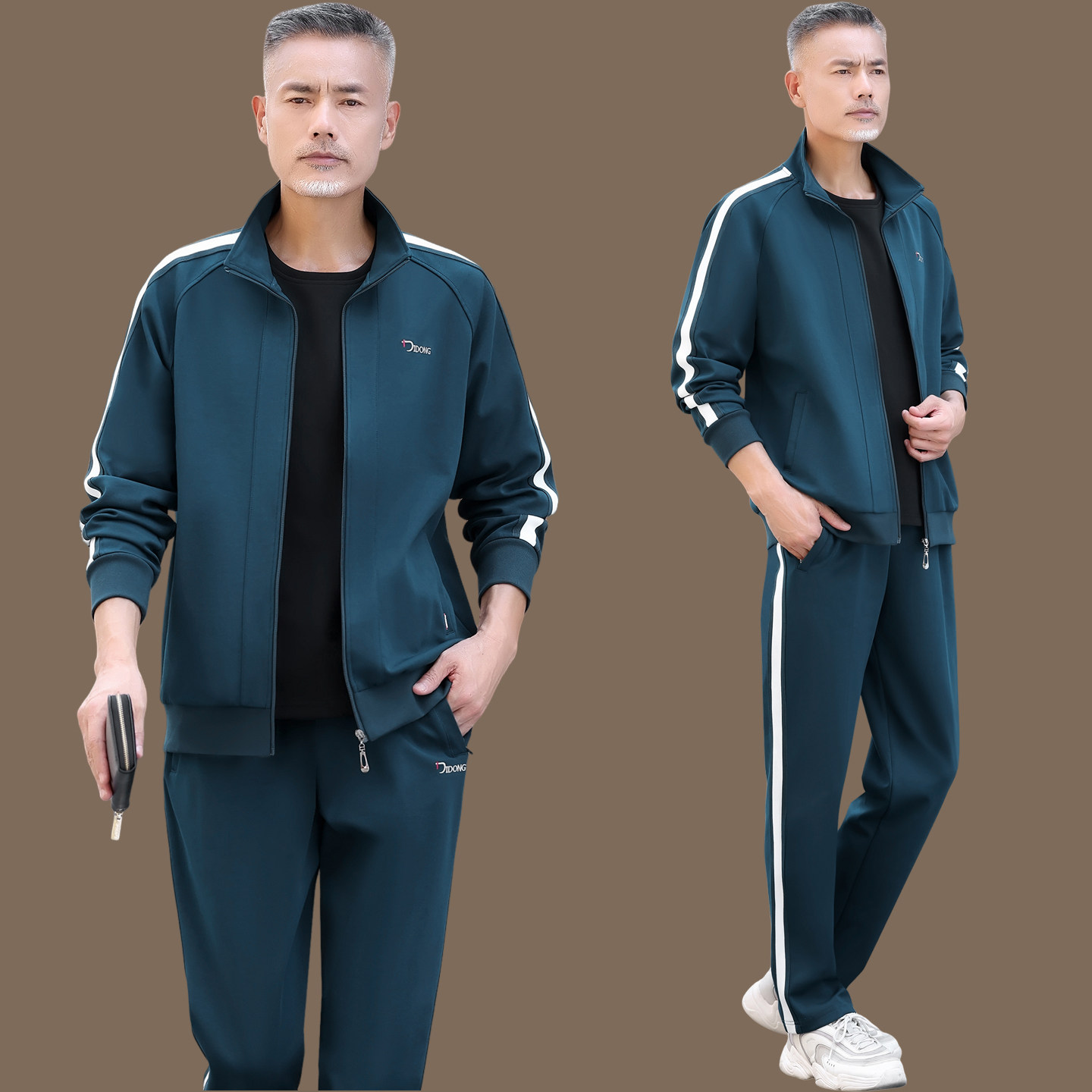 爸爸运动套装2026春秋季男士中老年跑步休闲运动服宽松长袖三件套
