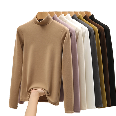 半高领德绒打底衫女秋冬新款加绒