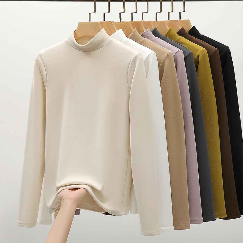 德绒打底衫女秋冬高级感黑色内搭