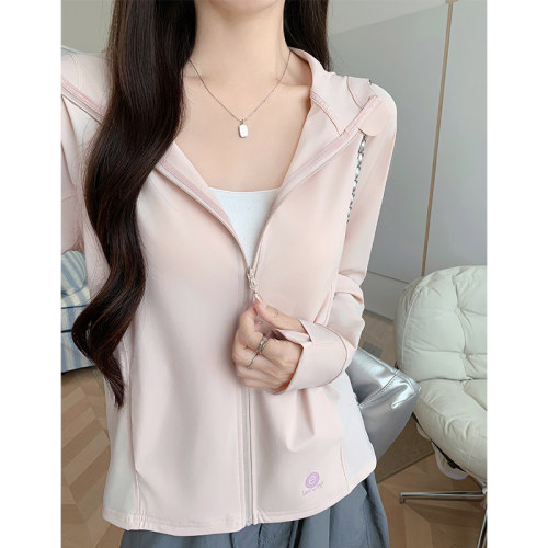 UPF99+粉色冰丝宽松防晒衣女夏季薄款户外防紫外线防晒服开衫外套