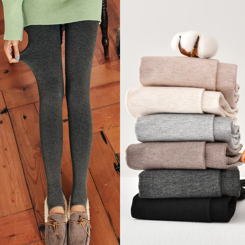 【代发】春秋新款螺纹竖条打底裤女外穿秋裤女冬季加绒加厚连裤袜